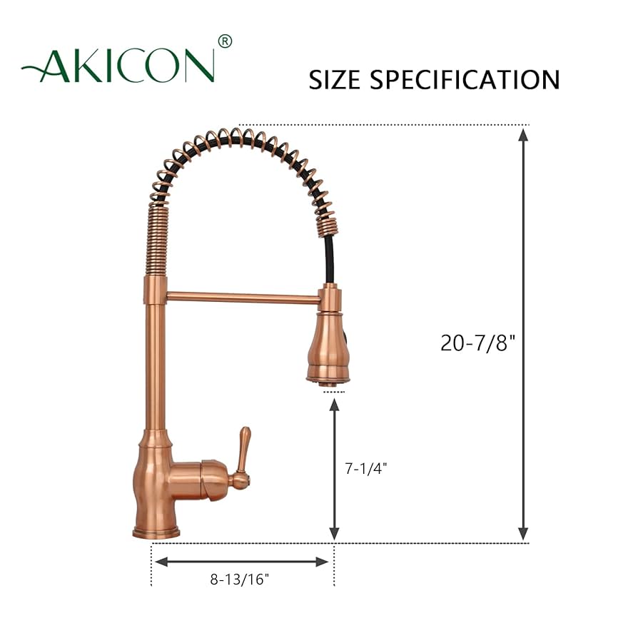 Akicon Copper Single Handle Pull-Down Copper Kitchen Faucet